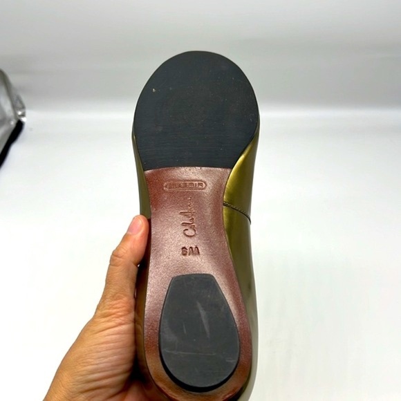 Cole Haan - Gold Shiny Leather Round Toe Lightweight Slip On Ballet Flats SZ 8 - Picture 8 of 15